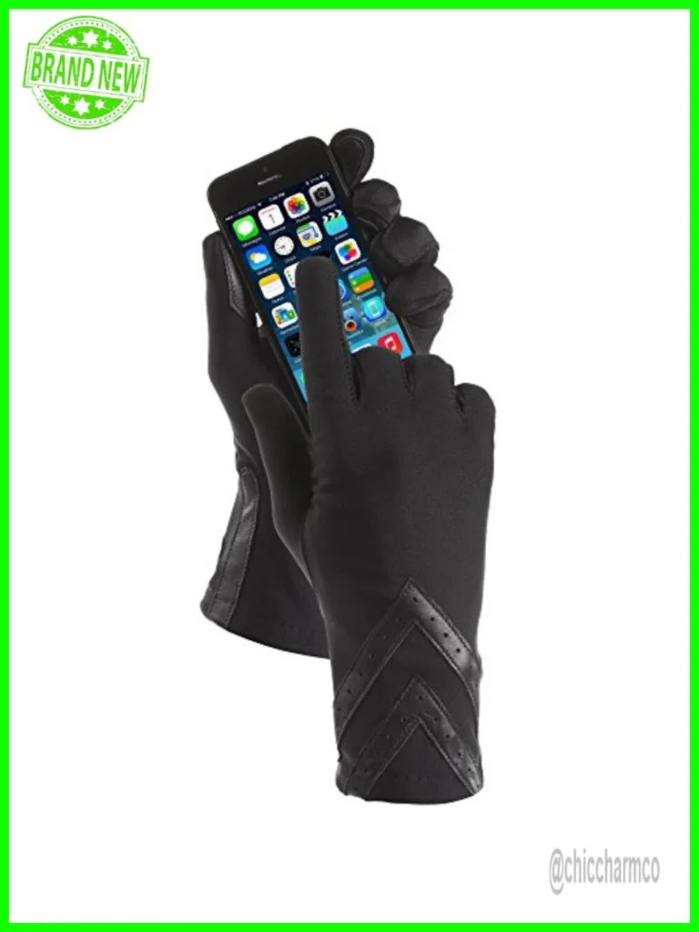 isotoner Spandex Touchscreen Winter Gloves with Warm Fleece Lining and Chevron